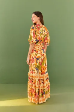 Farm Rio Yellow Rio Tapestry Maxi Dress -Outer Aura 306240 04