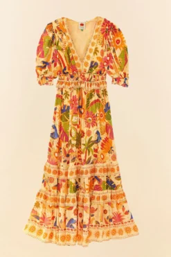 Farm Rio Yellow Rio Tapestry Maxi Dress -Outer Aura 306240 06