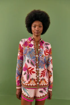 Farm Rio Pink Macaw Scarf Shirt -Outer Aura 306246 03