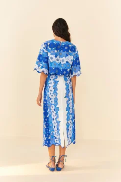 Farm Rio Blue Flower Stripes Crop Top -Outer Aura 306302 04