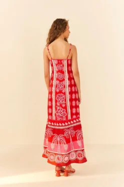 Farm Rio Red Summer Sunrise Maxi Dress -Outer Aura 306331 03
