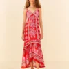 Farm Rio Red Summer Sunrise Maxi Dress