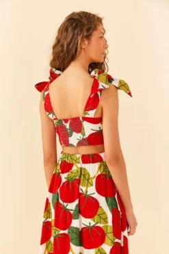 Farm Rio Tomato Tie Strap Crop Top -Outer Aura 306341 04