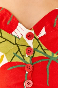 Farm Rio Tomato Tie Strap Crop Top -Outer Aura 306341 05