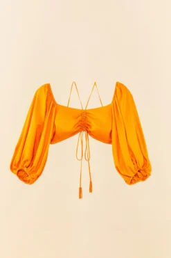 Farm Rio Orange Lenzing™ Ecovero™ Viscose Crop Blouse -Outer Aura 306352 06 scaled