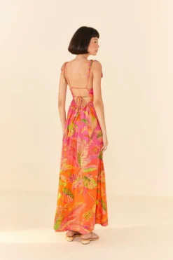 Farm Rio Orange Ombre Forest Maxi Dress -Outer Aura 306376 03