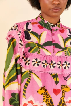 Farm Rio Pink Leopard Forest Blouse -Outer Aura 306648 03