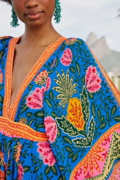 Farm Rio Blue Pineapple Garden Kaftan Maxi Dress -Outer Aura 306652 03