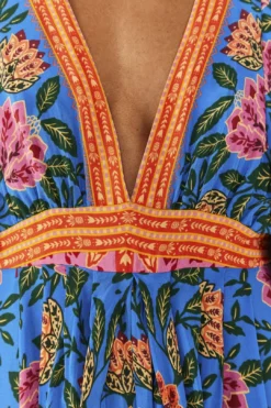 Farm Rio Blue Pineapple Garden Kaftan Maxi Dress -Outer Aura 306652 04