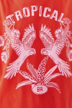 Farm Rio Red Tropical Organic Cotton T-Shirt -Outer Aura 306713 04