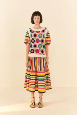 Farm Rio Multi Circles Crochet Vest -Outer Aura 306752 02