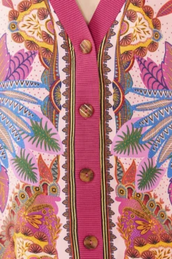 Farm Rio Pink Macaw Scarf Lenzing™ Ecovero™ Viscose Cardigan -Outer Aura 306755 04
