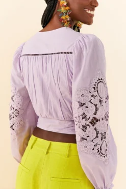 Farm Rio Lilac Lace Blouse -Outer Aura 306897 03