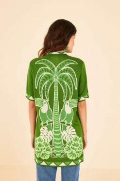 Farm Rio Green Summer Sunrise Lenzing™ Ecovero™ Viscose Knit Shirt -Outer Aura 306911 04