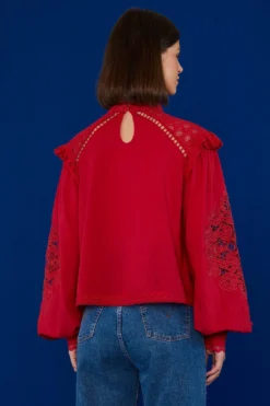 Farm Rio Red Romantic Blouse -Outer Aura 308188 03