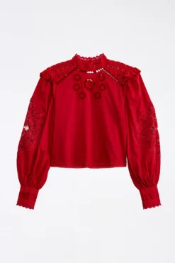 Farm Rio Red Romantic Blouse -Outer Aura 308188 06