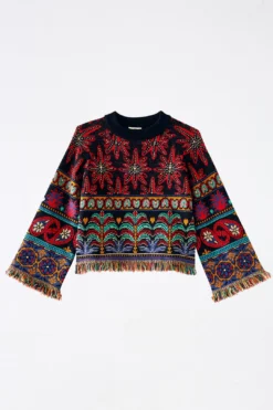 Farm Rio Black Night Sky Sweater -Outer Aura 308284 06