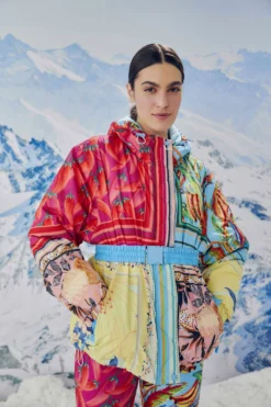 Farm Rio Mixed Scarves Ski Puffer Jacket