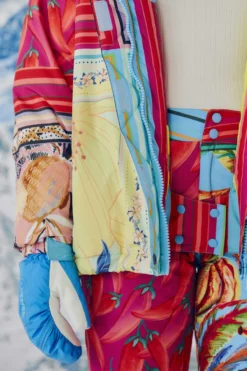 Farm Rio Mixed Scarves Ski Puffer Jacket -Outer Aura 308309 06 scaled