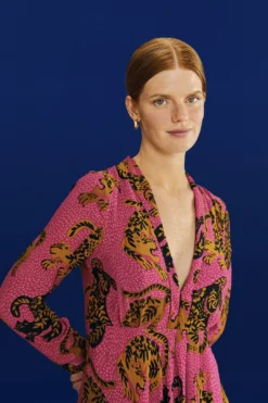 Farm Rio Pink Wild Leopards Maxi Dress -Outer Aura 308345 03