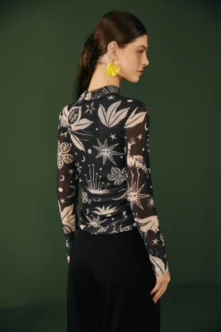 Black & White Cerrado Sky Tulle Blouse -Outer Aura 308525 03 scaled