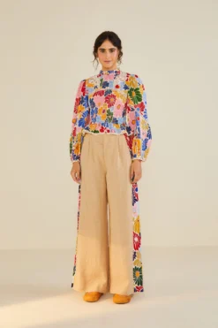 Farm Rio Sand Sunny Daisies Blouse -Outer Aura 309082 04