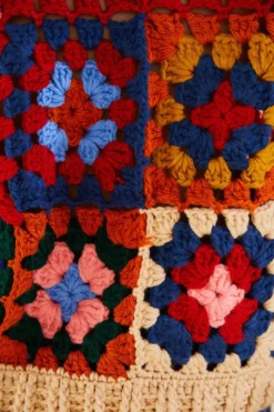 Farm Rio Multicolor Patchwork Crochet Vest -Outer Aura 309108 04