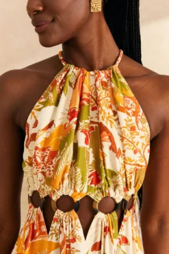 Farm Rio Sand Leopard Forest Maxi Dress -Outer Aura 309151 03