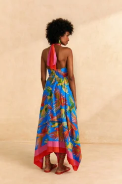 Farm Rio Blue Painted Birds Maxi Dress -Outer Aura 309153 04