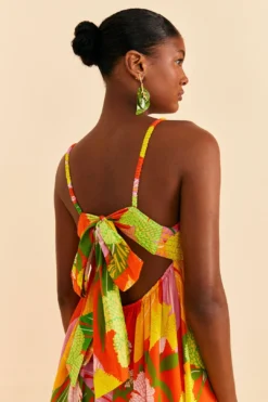 Farm Rio Red Neon Floral Maxi Dress -Outer Aura 309157 04