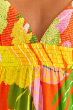 Farm Rio Red Neon Floral Maxi Dress -Outer Aura 309157 06