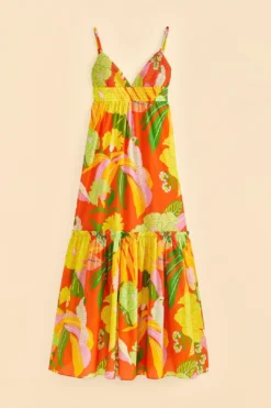 Farm Rio Red Neon Floral Maxi Dress -Outer Aura 309157 07