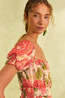 Farm Rio Pink Blooming Floral Maxi Dress -Outer Aura 309161 03