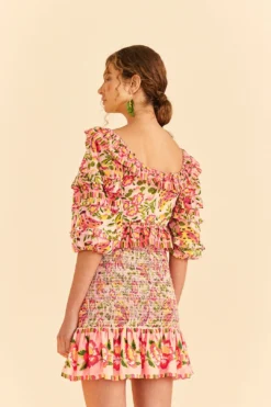 Farm Rio Pink Painted Bananas Top -Outer Aura 309177 04