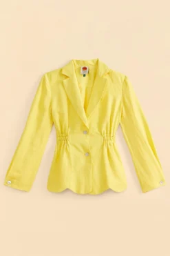 Farm Rio Bright Yellow Blazer -Outer Aura 309211 06