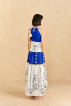 Farm Rio Navy Blue Embroidered Jungle Scarf Maxi Dress 7 Farm Rio Navy Blue Embroidered Jungle Scarf Maxi Dress -Outer Aura 309237 03