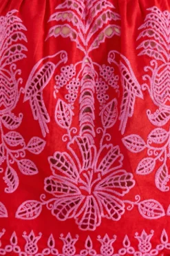 Farm Rio Red Palm Tree Richelieu Blouse -Outer Aura 309247 05