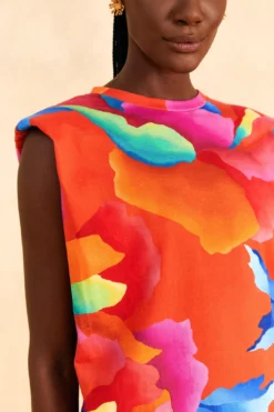 Farm Rio Red Ombre Chita T-Shirt Dress -Outer Aura 309290 03