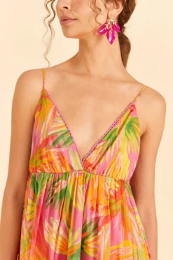 Farm Rio Mixed Painted Birds Maxi Dress -Outer Aura 309301 03