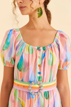 Farm Rio Pink Pastel Leaves Maxi Dress -Outer Aura 309308 03 scaled