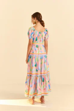 Farm Rio Pink Pastel Leaves Maxi Dress -Outer Aura 309308 04 scaled
