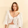 Farm Rio Off-White Lace Crop Top
