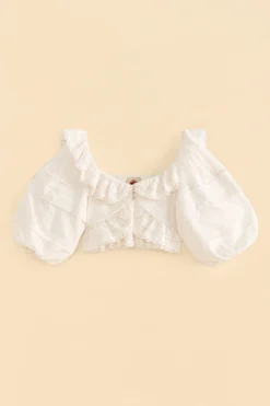 Farm Rio Off-White Lace Crop Top -Outer Aura 309426 06