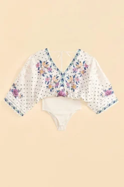 Farm Rio Off-White Romantic Bandanas Bodysuit -Outer Aura 309428 05