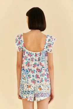 Farm Rio Off-White Romantic Bandanas Blouse 7 Farm Rio Off-White Romantic Bandanas Blouse -Outer Aura 309437 04