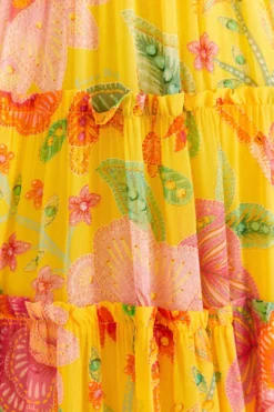 Farm Rio Yellow Macaw Bloom Maxi Dress -Outer Aura 309490 05
