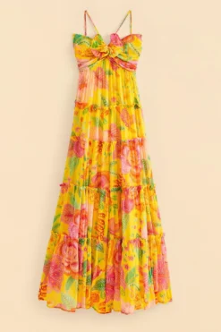 Farm Rio Yellow Macaw Bloom Maxi Dress -Outer Aura 309490 06