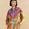 Farm Rio Mixed Painted Birds Windbreaker