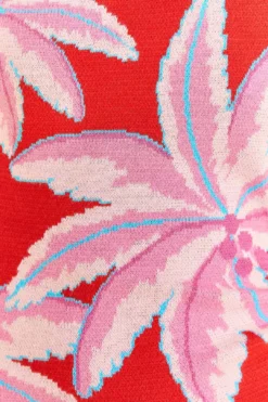 Farm Rio Red Coconut Tree Knit Dress -Outer Aura 309527 05