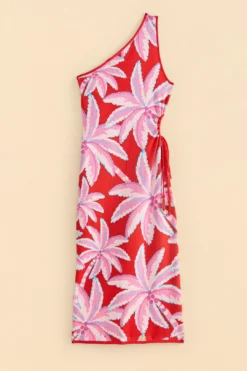Farm Rio Red Coconut Tree Knit Dress -Outer Aura 309527 06